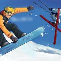 Naruto and Sasuke on Snowboard